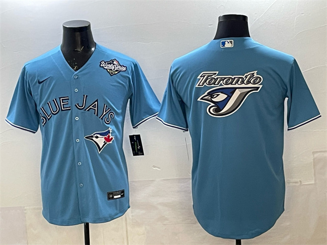 Men's Toronto Blue Jays Team Big Logo Blue 2025 World Series Home Cool Base Stitched Baseball Jersey Men's Toronto Blue Jays Team Big Logo Blue 2025 World Series Home Cool Base Stitched Baseball Jersey